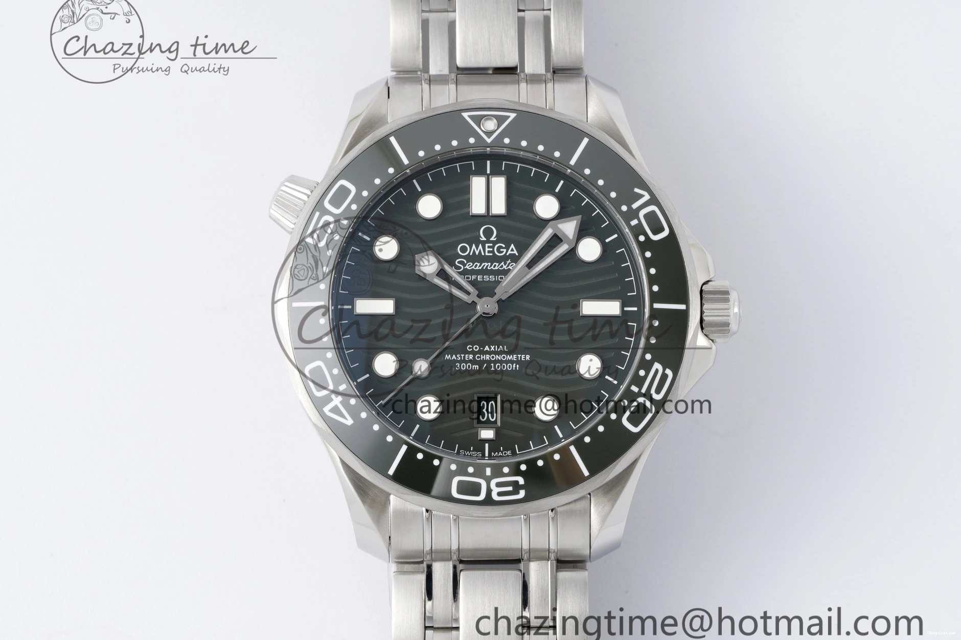 0123 Seamaster Diver 300M ZF 1:1 Best Edition Green Ceramic Green Dial on SS Bracelet A BestValue 7825